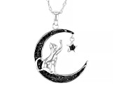 Black Spinel Rhodium Over Silver Pendant With Chain .39ctw