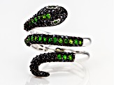 Black Spinel Rhodium Over Sterling Silver Snake Ring 1.46ctw