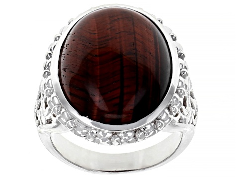 Red tiger's eye rhodium over sterling silver solitaire ring - AEH234 ...