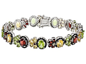 Mixed Multi-Gemstone Rhodium Over Silver Bracelet 20.76ctw