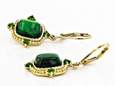 Green tiger's eye 18k yellow gold over silver earrings 6.04ctw
