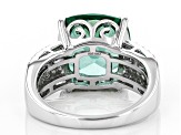Lab created green spinel rhodium over silver ring 7.59ctw