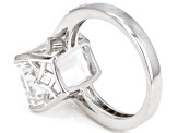 White Crystal Quartz Rhodium Over Sterling Silver Ring 5.76ctw