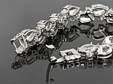 White Crystal Quartz Rhodium Over Sterling Silver Bracelet 23.07ctw