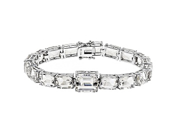 Picture of White Rock Crystal Quartz Rhodium Over Sterling Silver Bracelet 34.03ctw