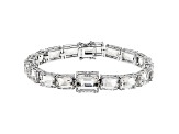 White Rock Crystal Quartz Rhodium Over Sterling Silver Bracelet 34.03ctw