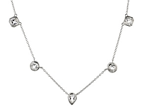 White crstyal quartz rhodium over sterling silver necklace 16.73ctw