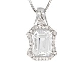 White Crystal Quartz Rhodium Over Sterling Silver Pendant with Chain 2.21ctw