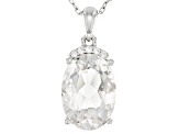 White Crystal Quartz Rhodium Over Sterling Silver Pendant With Chain 5.16ctw