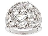 White Crystal Quartz Rhodium Over Sterling Silver Ring 3.21ctw