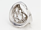 White Crystal Quartz Rhodium Over Sterling Silver Ring 3.21ctw