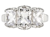 White crystal quartz rhodium over sterling silver ring 2.40ctw