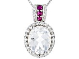 White Crystal Quartz Rhodium Over Sterling Silver Pendant with Chain 4.38ctw