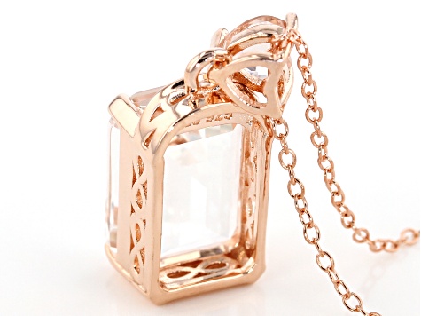 White crystal quartz 18k gold over silver pendant with chain 6.46ctw
