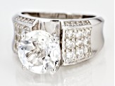 White Crystal Quartz Rhodium Over Sterling Silver Ring 4.14ctw