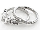 White Crystal Quartz Rhodium Over Sterling Silver Ring Set of Two 1.48ctw