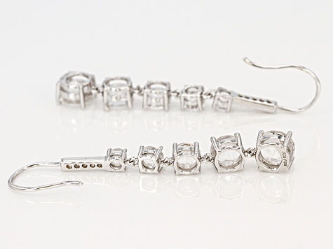 White Crystal Quartz Rhodium Over Sterling Silver Dangle Earrings 8.32ctw