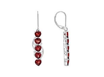 Picture of Red Garnet Rhodium Over Sterling Silver Earrings 4.93ctw
