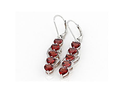 Red Garnet Rhodium Over Sterling Silver Earrings 4.93ctw