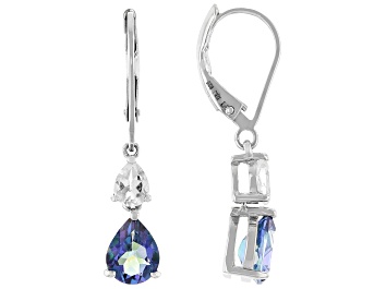 Picture of Blue Petalite Rhodium Over Sterling Silver Dangle Earrings 1.97ctw