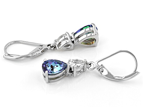 Blue Petalite Rhodium Over Sterling Silver Dangle Earrings 1.97ctw