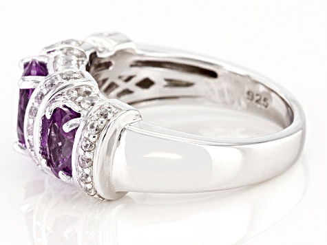 Lab Created Sapphire Rhodium Over Sterling Silver Ring. 2.39ctw