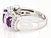 Lab Created Sapphire Rhodium Over Sterling Silver Ring. 2.39ctw