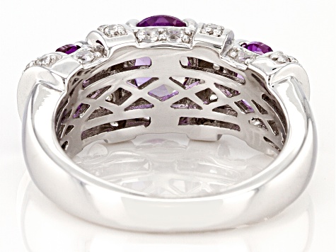 Lab Created Sapphire Rhodium Over Sterling Silver Ring. 2.39ctw