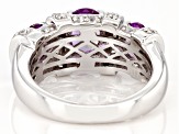 Lab Created Sapphire Rhodium Over Sterling Silver Ring. 2.39ctw