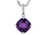 Purple Amethyst Rhodium Over Silver Pendant With Chain 3.66ct