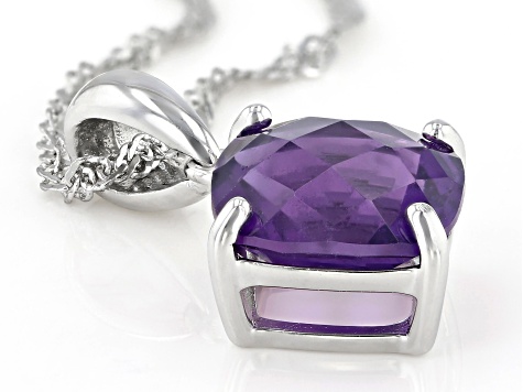 Purple Amethyst Rhodium Over Silver Pendant With Chain 3.66ct