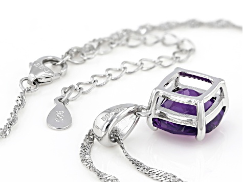 Purple Amethyst Rhodium Over Silver Pendant With Chain 3.66ct