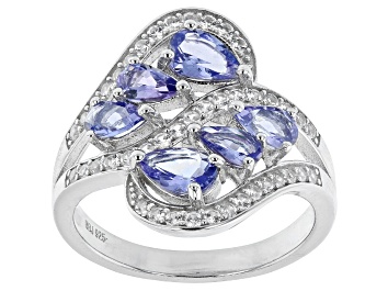 Picture of Blue tanzanite rhodium over sterling silver ring 1.84ctw