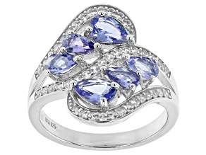 Blue tanzanite rhodium over sterling silver ring 1.84ctw