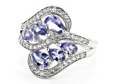 Blue tanzanite rhodium over sterling silver ring 1.84ctw