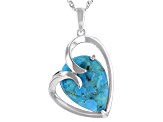 Blue Turquoise Rhodium Over Sterling Silver Heart Pendant With Chain