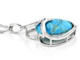 Blue Composite Turquoise Rhodium Over Sterling Silver Heart Pendant With Chain