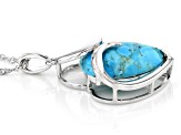 Blue Turquoise Rhodium Over Sterling Silver Heart Pendant With Chain