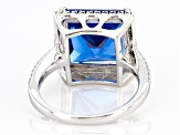 Blue Lab Created Spinel Rhodium Over Sterling Silver Ring 6.07ctw