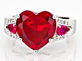 Red Lab Created Ruby Rhodium Over Silver Ring 7.30ctw