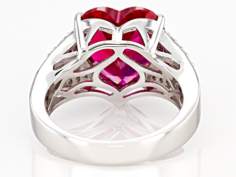 Red Lab Created Ruby Rhodium Over Silver Ring 7.30ctw
