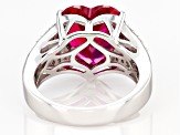 Red Lab Created Ruby Rhodium Over Silver Ring 7.30ctw