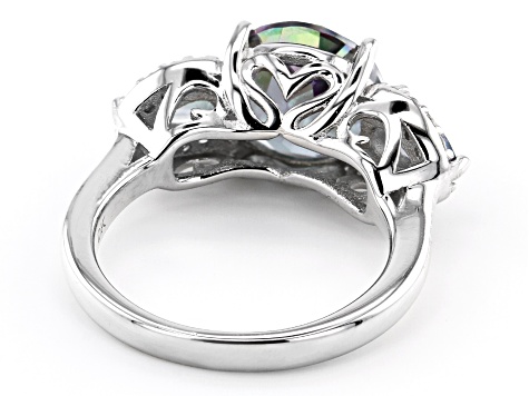 Multi-Color Quartz Rhodium Over Sterling Silver 3-Stone Ring 3.63ctw