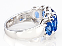 Blue Lab Created Spinel Rhodium Over Sterling Silver Ring 3.93ctw