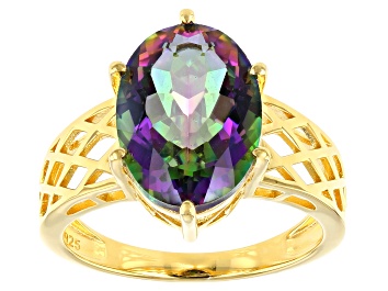 Picture of Multi-Color Quartz 18K Yellow Gold Over Sterling Silver Solitaire Ring 5.10ct