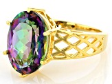 Multi-Color Quartz 18K Yellow Gold Over Sterling Silver Solitaire Ring 5.10ct