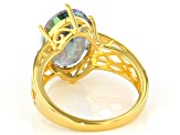 Multi-Color Quartz 18K Yellow Gold Over Sterling Silver Solitaire Ring 5.10ct