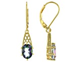 Multi-Color Quartz 18k Yellow Gold Over Silver Solitaire Earrings 2.21ctw