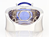 Blue Color Shift Fluorite Rhodium Over Silver Ring 6.79ct