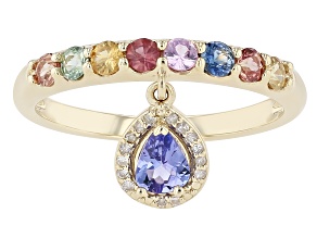 Multicolor Sapphire 10K Yellow Gold Ring .84ctw